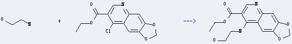 1,3-Dioxolo[4,5-g]quinoline-7-carboxylicacid, 8-chloro-, ethyl ester can be used to produce 8-(2-hydroxy-ethylamino)-[1,3]dioxolo[4,5-g]quinoline-7-carboxylic acid ethyl ester with 2-amino-ethanol.